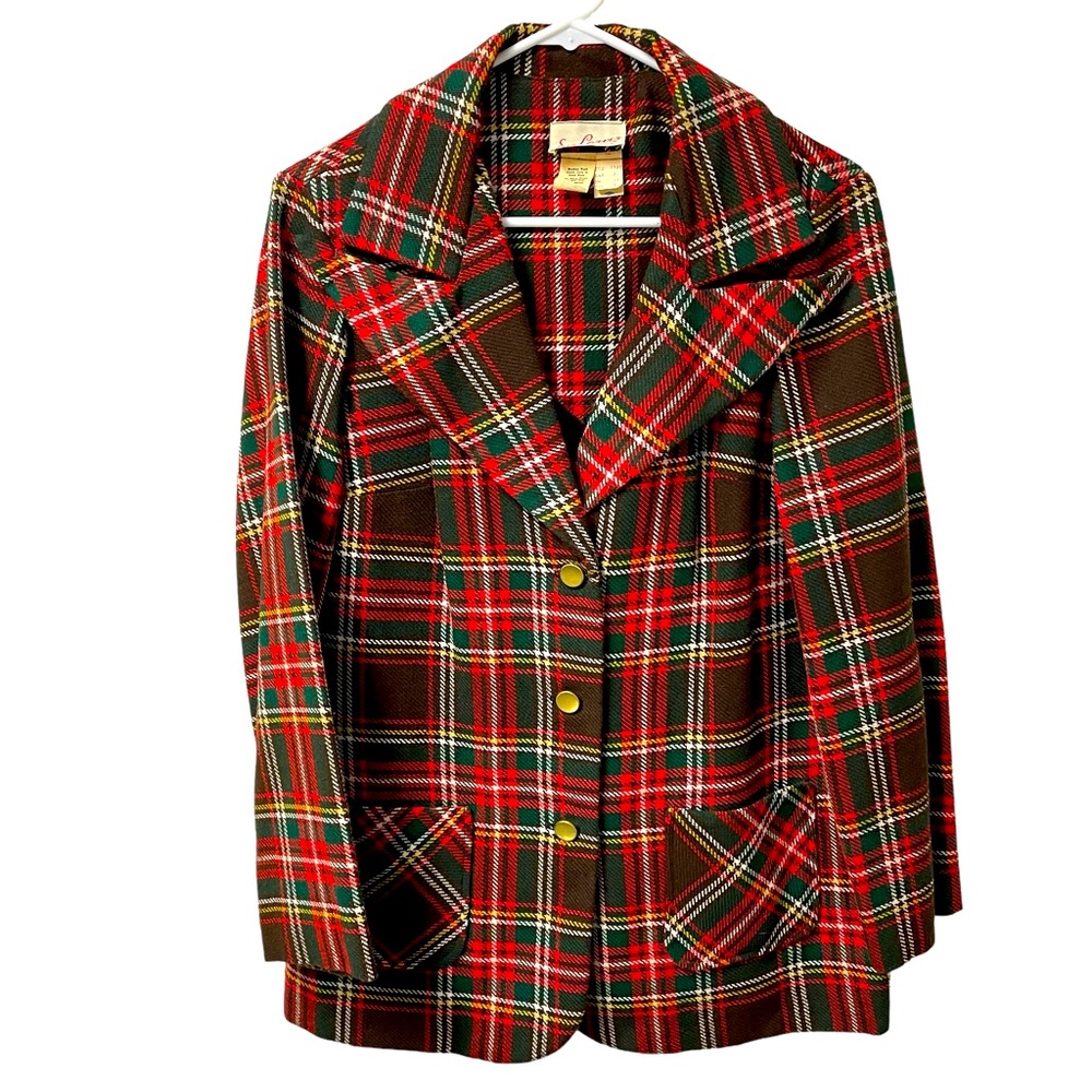 Vintage Women’s Eve Carver Original Classic Plaid Print Unstructured Blazer 16